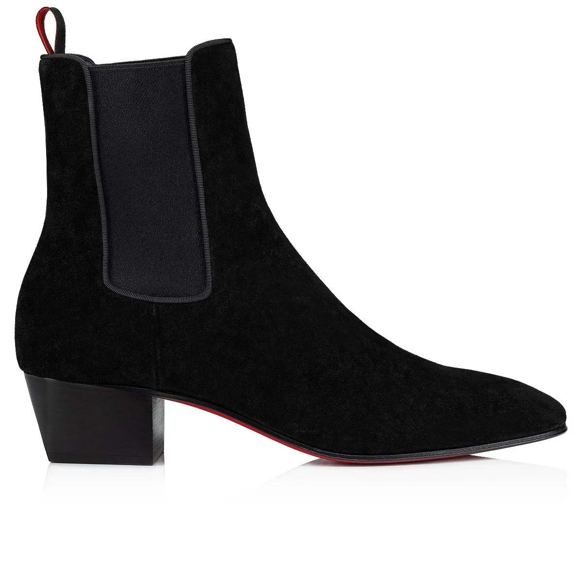

Men Black Stretch Boots Winter Retro Style Ankle Boots Leather Suede Fashion Slip On Casual High-Heeled High-Top Men's Shoes