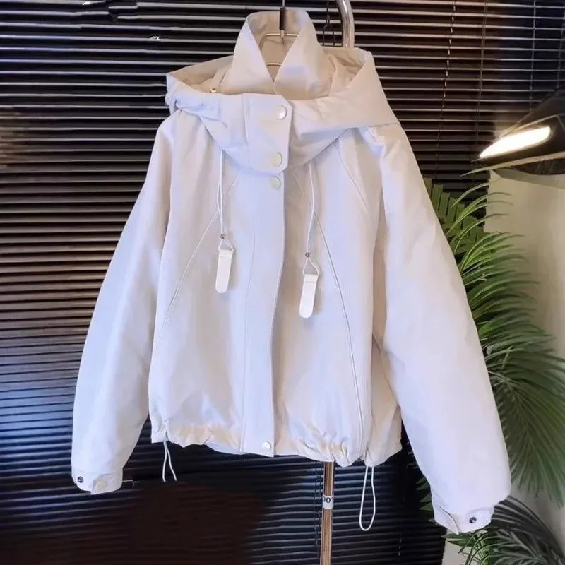 

2025 женская высококачественная однотонная верхняя одежда, осенне-зимняя женская мода, повседневные топы, пальто, европейская женская короткая куртка с длинными рукавами