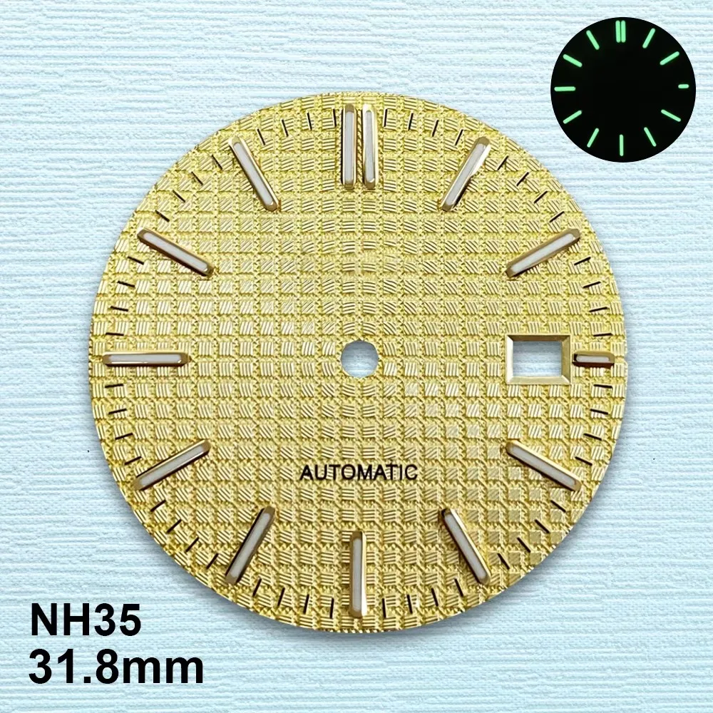 31.8mm S Logo Oak Dial Fit NH35 Automatic Movement Green Luminous High-Quality Watch Modification Accessories