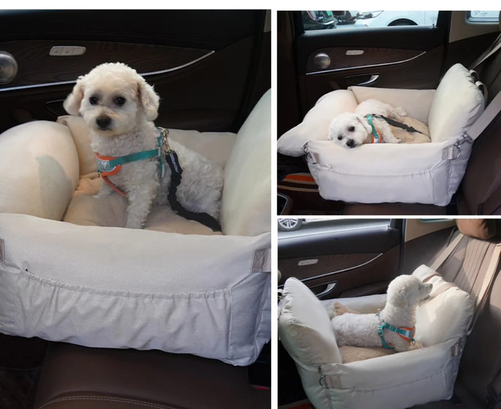 Dog Car Seat For Small Dogs  Fully Detachable And Washable Dog Carseats Pet Carseat Puppy Travel Carrier Bed