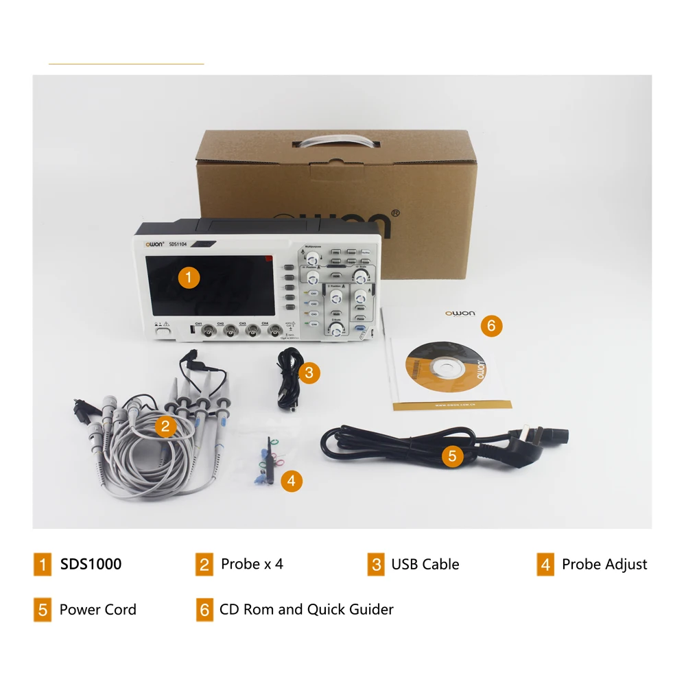 Osciloscopio de almacenamiento Digital, 4 canales, 7 pulgadas, 100MHz, 1GS/s, frecuencia de muestreo, compatible con SCPl / LabVIEW SDS1104, multímetro de banco