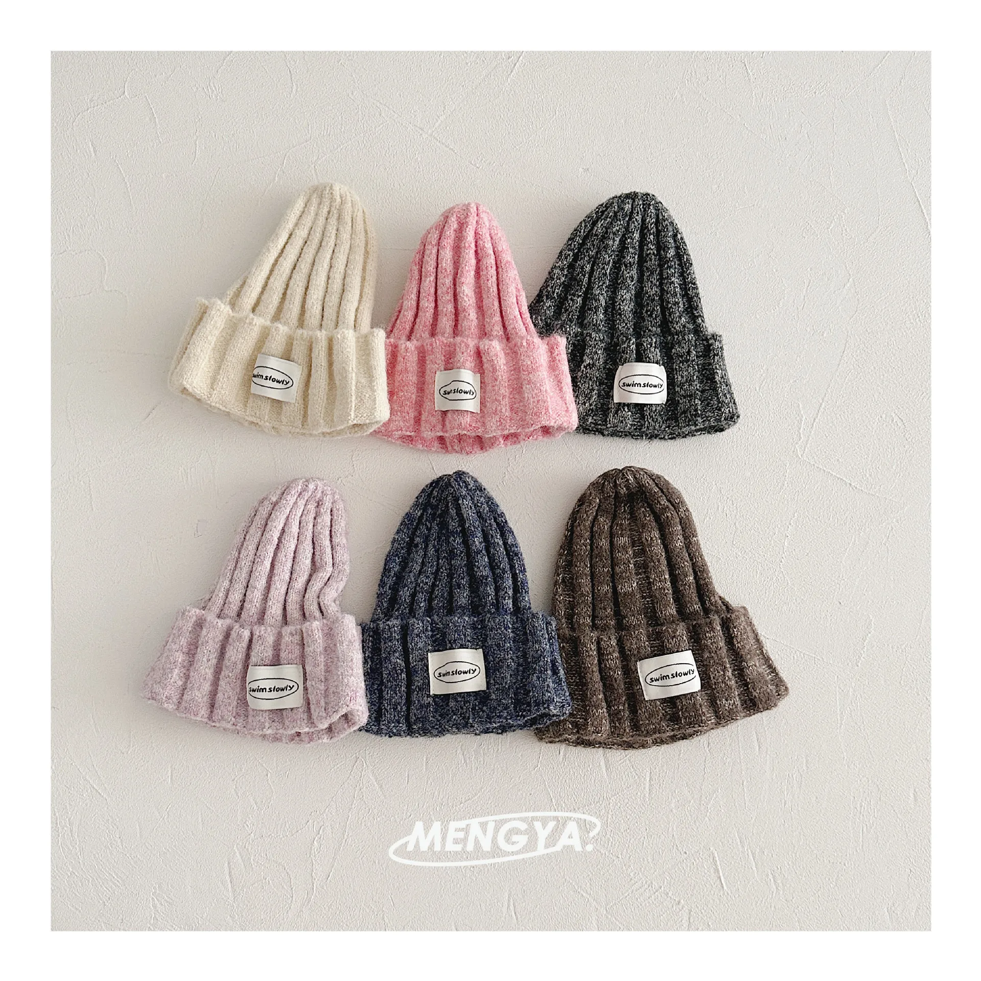 Baby Boys Girls Knitted Beanie Hat Winter Warm Korean Style Solid Color Outdoor Sports Casual Cap for Children