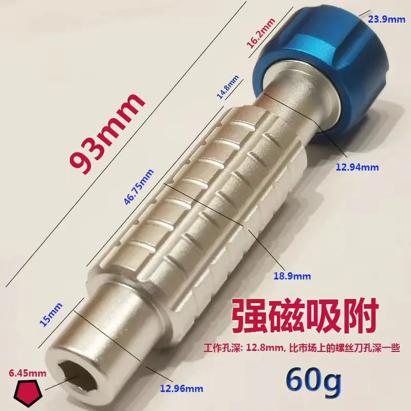 Wholesale Silver Non-slip 1/4 Inch Hex Shank Magnetic Bit Driver Holder Screwdriver Handle for Holding 6.35mm Bits, 2pcs/lot