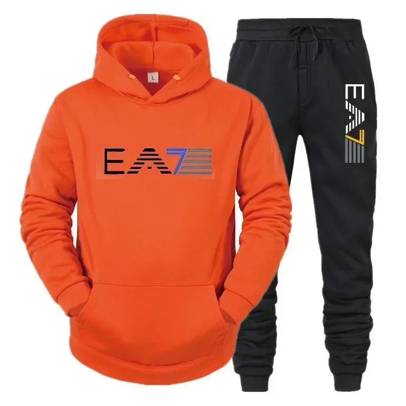 

Men's sportswear set fashionable and casual autumn and winter men's sweatshirt + long pants two-piece set, brand-new outdoor ba