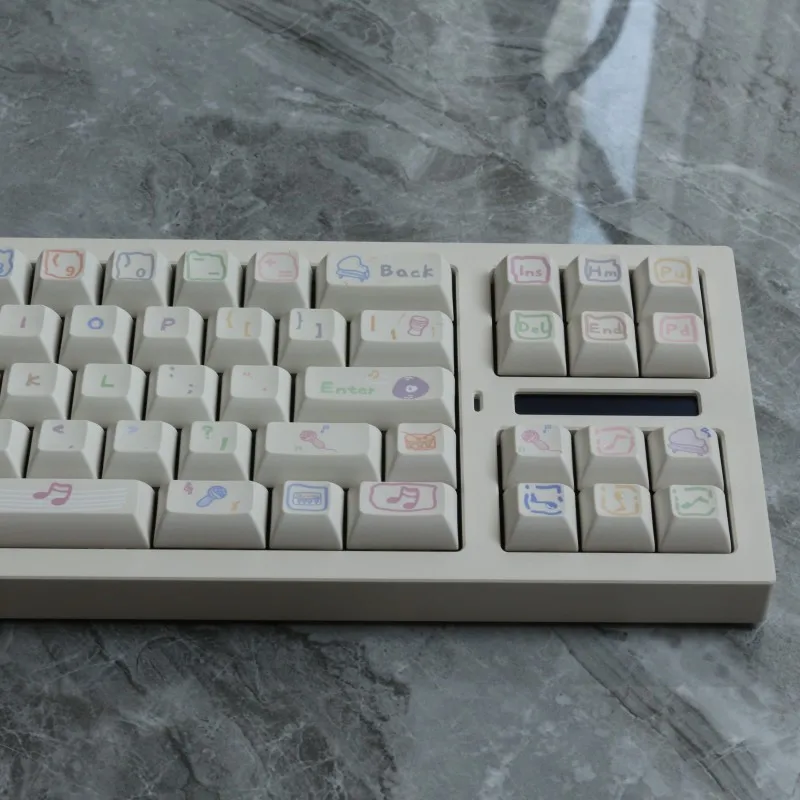 142 مفتاحًا ملاحظة موسيقية PBT Keycap KCA Profile DYE Sublimation ISO أدخل تخطيط ANSI لمفاتيح Gaterom Outemu TTC Cherry Mx