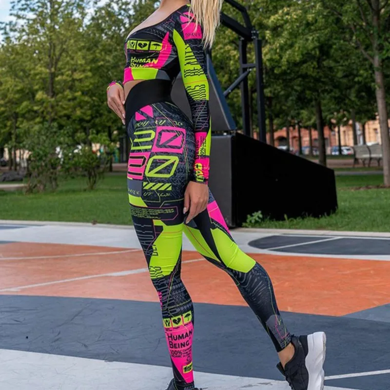 Women's Clothes Sports Yoga Set for Women Stylish Color-Block Long Sleeves Jacket&Pants Suits Sweatpants Set Trouser Set