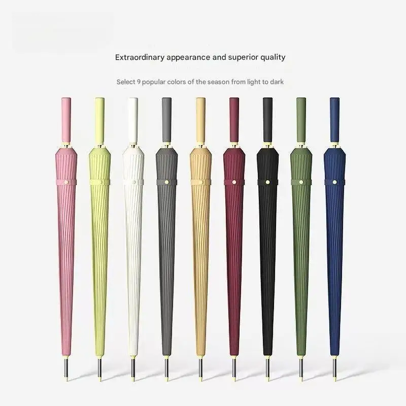 24 Bone Long Handle Umbrella Enlarged Thickened Sunny Rainy Dual-use Extra-large Black Sun Protection Automatic Umbrella - view 2