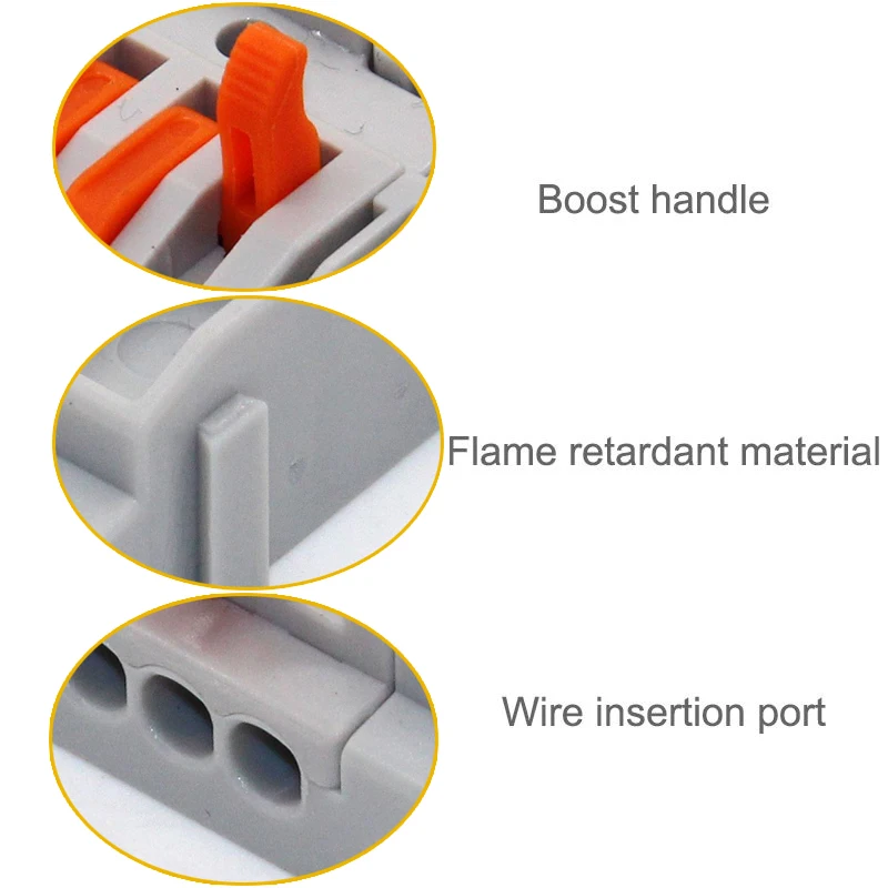 Rail Type Wire Electrical Connectors Universal Compact 2 3 4 5 Pin Splitter Push-in  Cable Wire Connector Fast Terminal Block