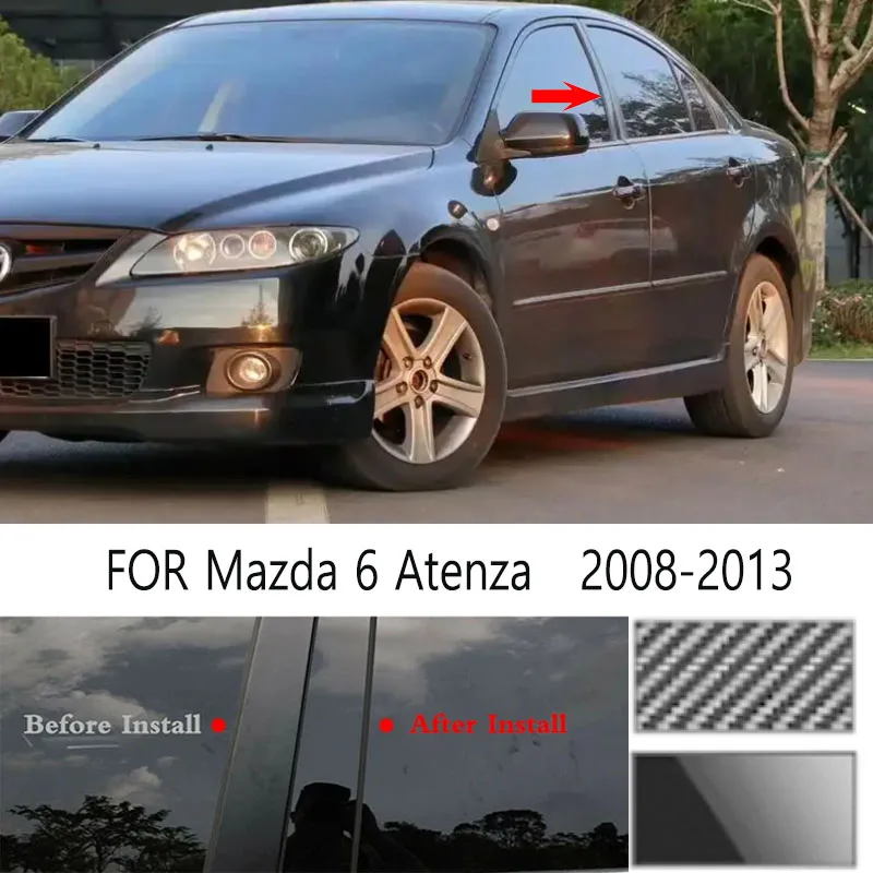 

For Mazda 6 Atenza 2008-2013 Glossy Black Window Door Column B C Pillar Post Cover Trim Auto Sticker Styling