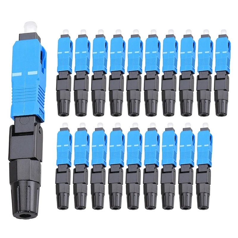 20Pcs SC/UPC Fiber Optic Fast Connectors Pre-Buried Quick Connector Fiber Assembly Adapters For Field Installation