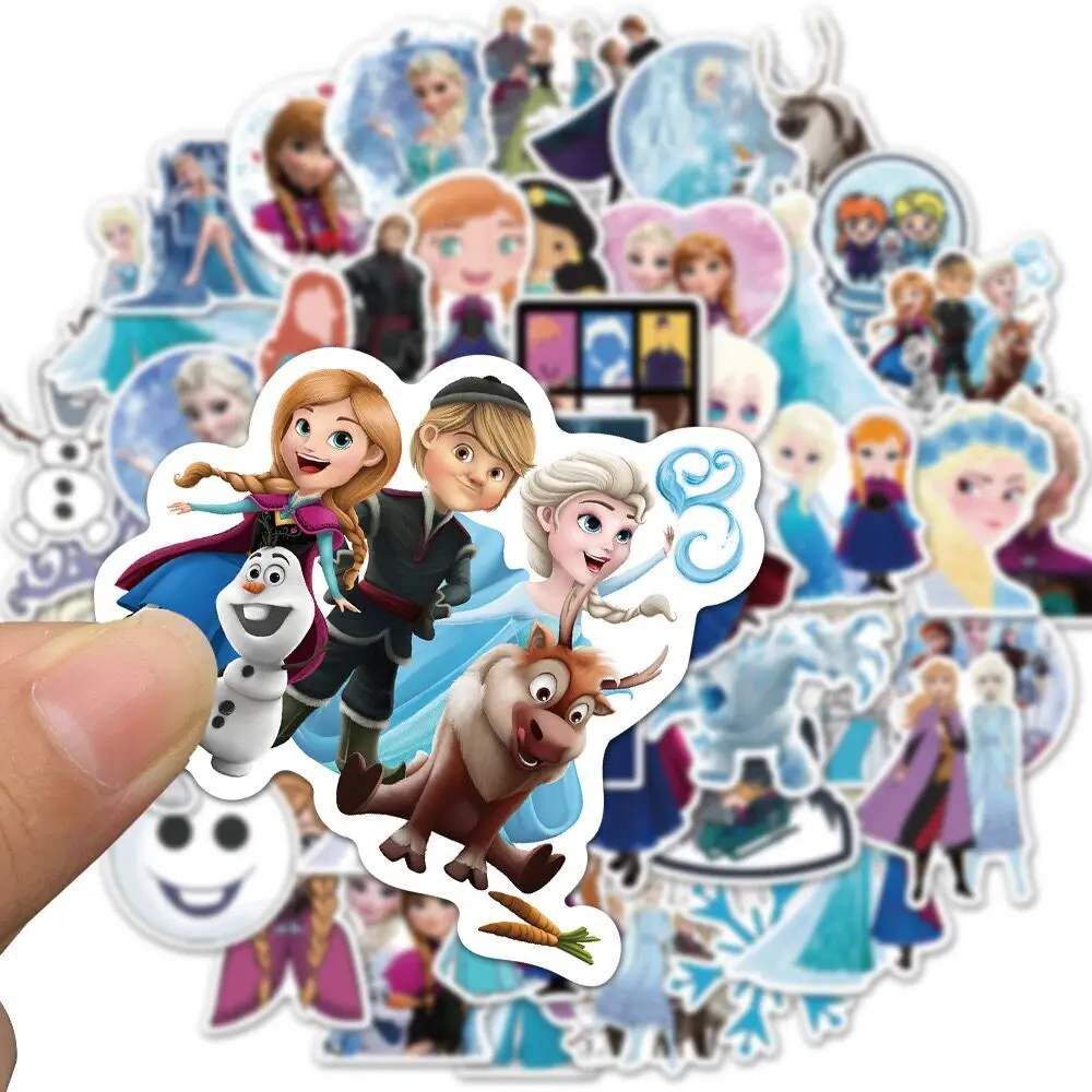 10/50pcs Disney Frozen Anime Stickers Kawaii Princess Elsa Decal DIY Kids Water Bottle Fridge Luggage Laptop Waterproof Sticker