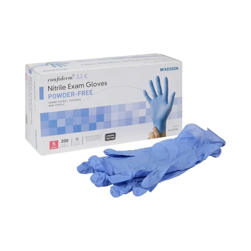 Confiderm 3.5C Nitrile Exam Gloves, Non-Sterile, Powder-Free, Blue, Small, 200 Count, 10 Boxes, 2000 Total