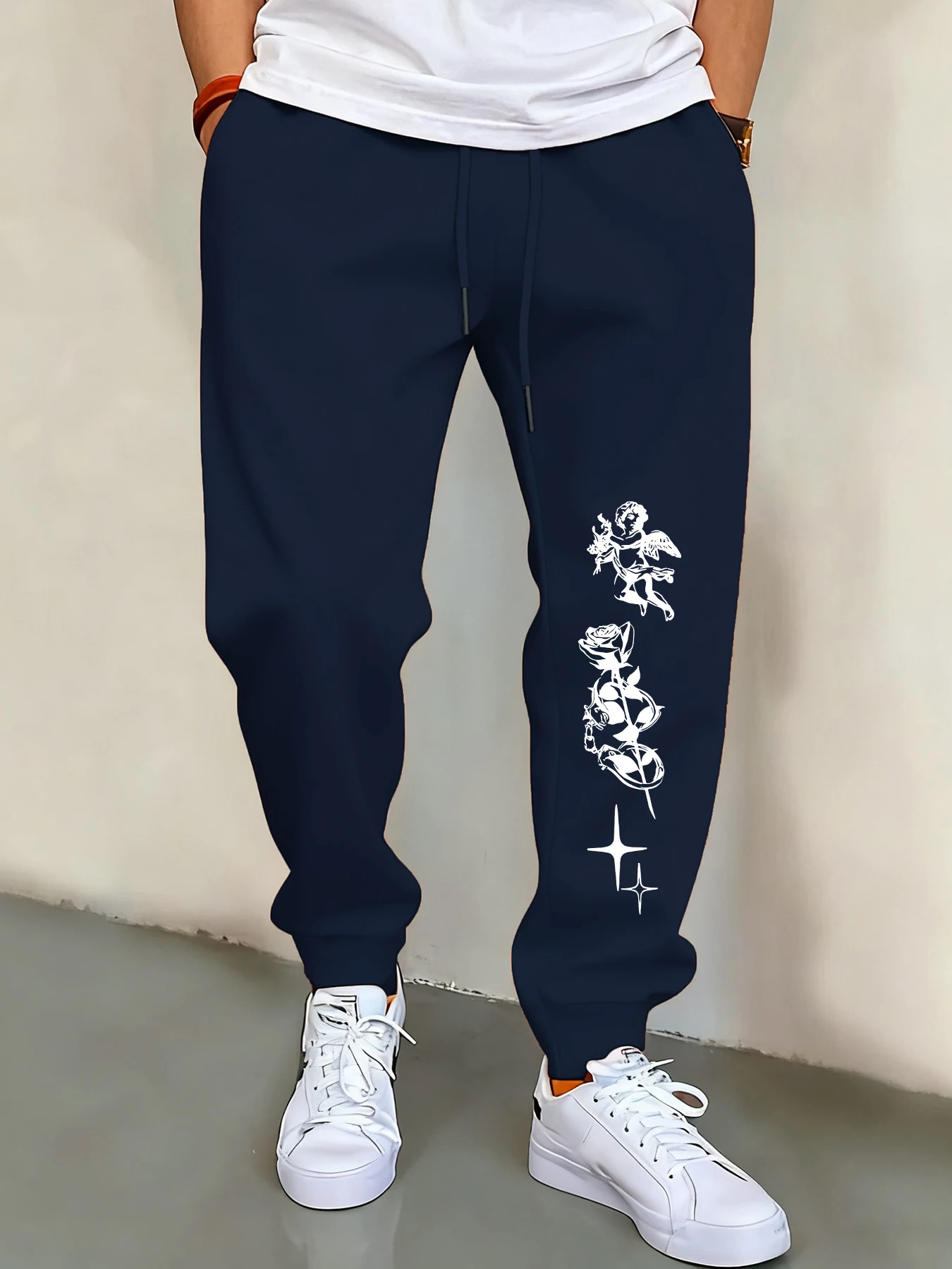 

Send You A Beautiful Flower Casual Versatile Men Pants Fashion Hip Hop Trousers With Drawstring Pockets Unisex Retro Sweatpants