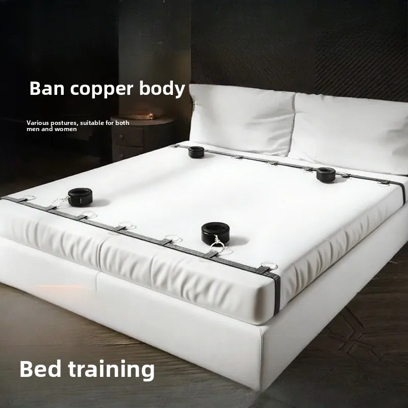 BDSM السرير ضبط النفس تكبيل الكاحل الأصفاد مجموعات الالعاب الجنسية الكبار المثيرة لعبة عبودية التروس SM الرقيق لعبة الجنسية الملحقات