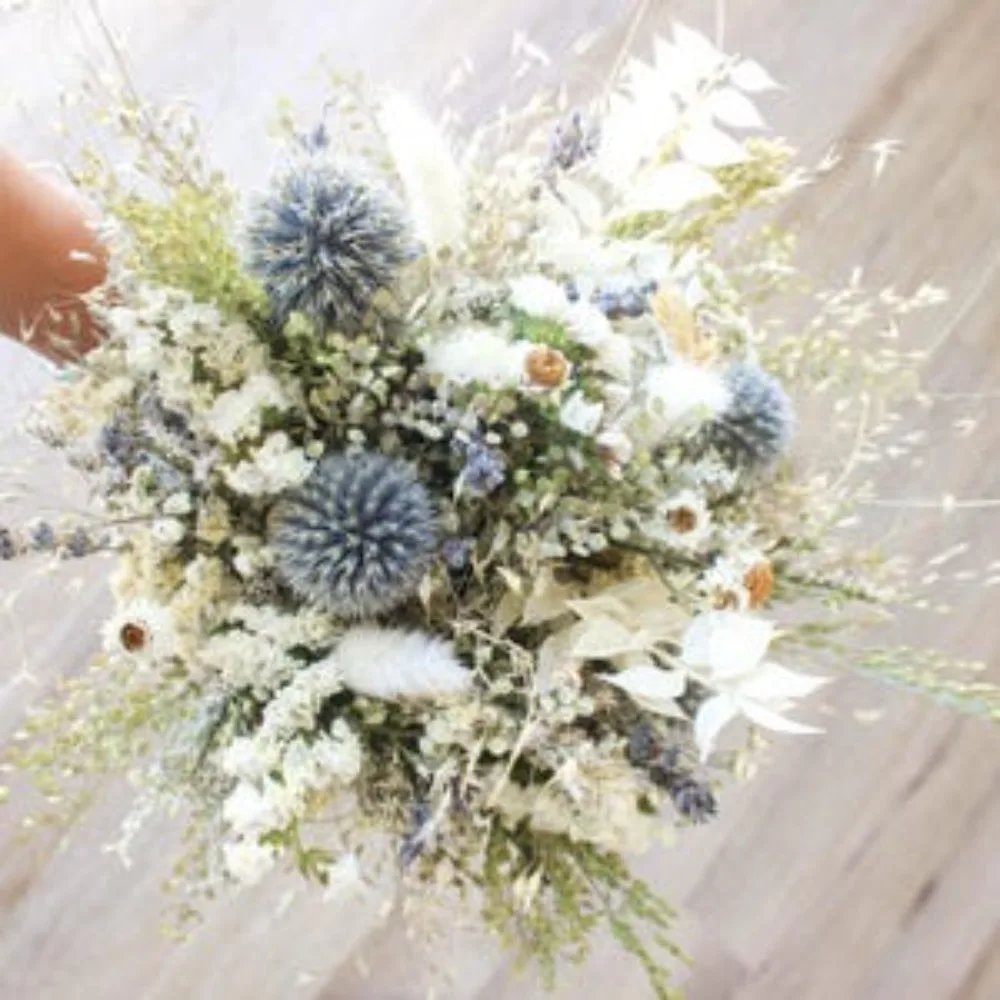 Dried Flowers,Dusty Blue Baby's Breath flowers Bouquet, Light Greenery  Bouquet,Dried Flowers