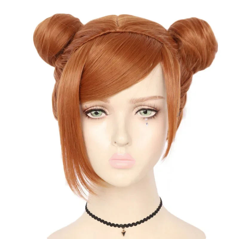 

35cm Anime Jujutsu Kaisen Cosplay Kugisaki Nobara Brown Wig Women Heat Resistant Synthetic Hair With Buns Role Play
