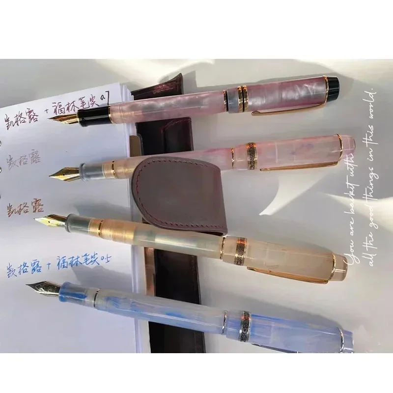 newkaigelu-316-celluloid-fountain-pen-fiine-nib-ef-beautiful-marble-orange-pattern-ink-pen-writing-gift-for-office-business