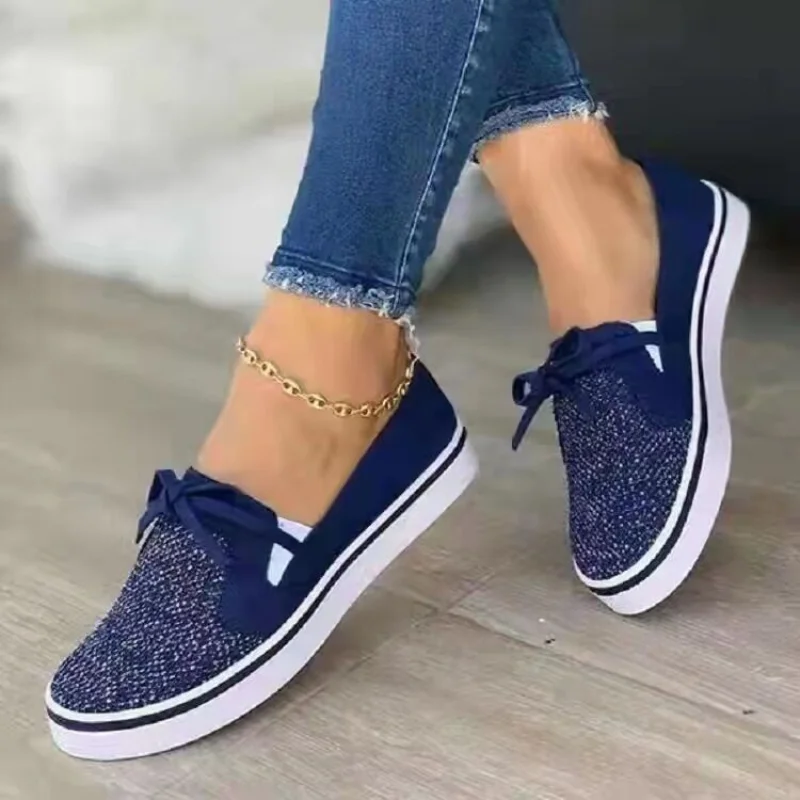 

2023 Summer Women's Flats Lace-Up Solid Color Casual Sneakers Ladies Slip on Vulcanized Breathable Canvas Zapatillas De Mujer