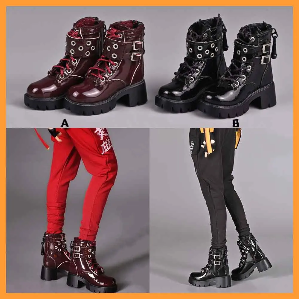 SA Toys SA010 1/6 Female Soldier Gothic Short Boots Mid Tube Lacquer Leather Boots Hollow Shoes Fit 12Inch Body Toys