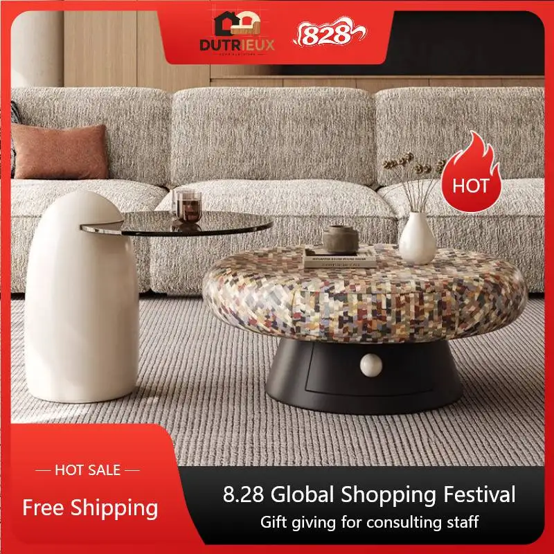 Drawer Glass Coffee Tables Storage Nordic Unique Living Room Side Coffee Tables Nordic Luxury Koffietafels Furniture For Home