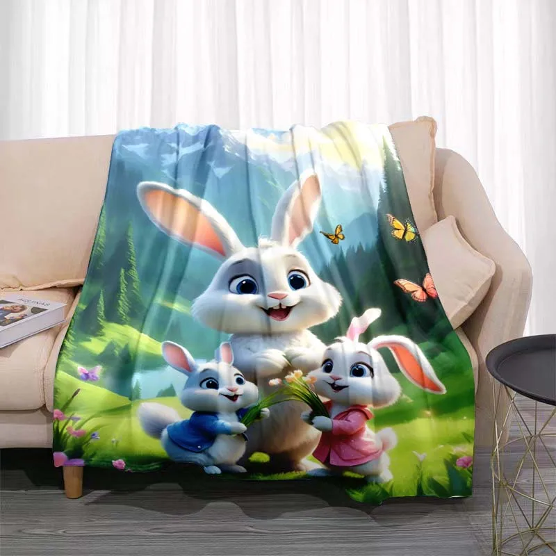 

3D Cartoon rabbit pattern printed blanket for living room bedroom home decor children's room bed blanket picnic blankets Luxury