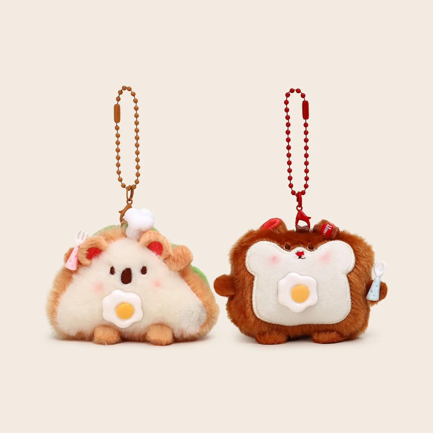 1 Pair Funny Magnetic Food Plush Keychains Kawaii Burger/Takoyaki/Toast/Shrimp Tempura Bag Pendant Soft Stuffed Toy Key Ring view 5
