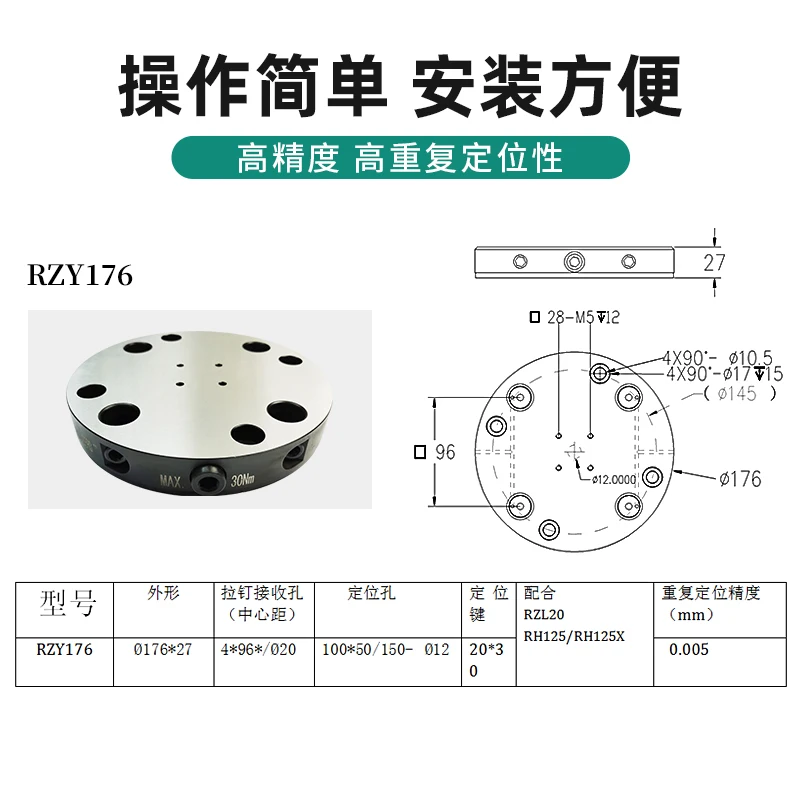 Zero positioning fixture Round single positioning system Five-axis centering vice positioning plate Quick change fixture