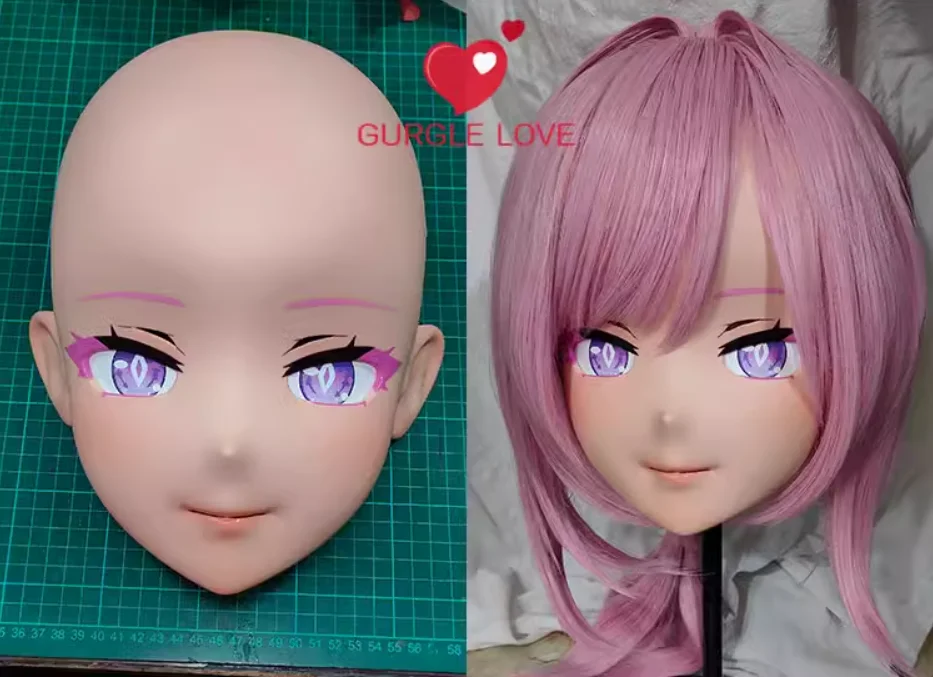 (GLA04043) Aanpassen Karakter Hars Half Hoofd Japanse Animego Cosplay Crossdressing Pop Anime Kigurumi Masker Met Ogen En Pruik