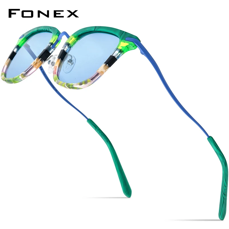 

FONEX Acetate Titanium Polarized Sunglasses Men 2024 New Colorful Simple Fashion Square Sun Glasses Women UV400 Shades F85793T