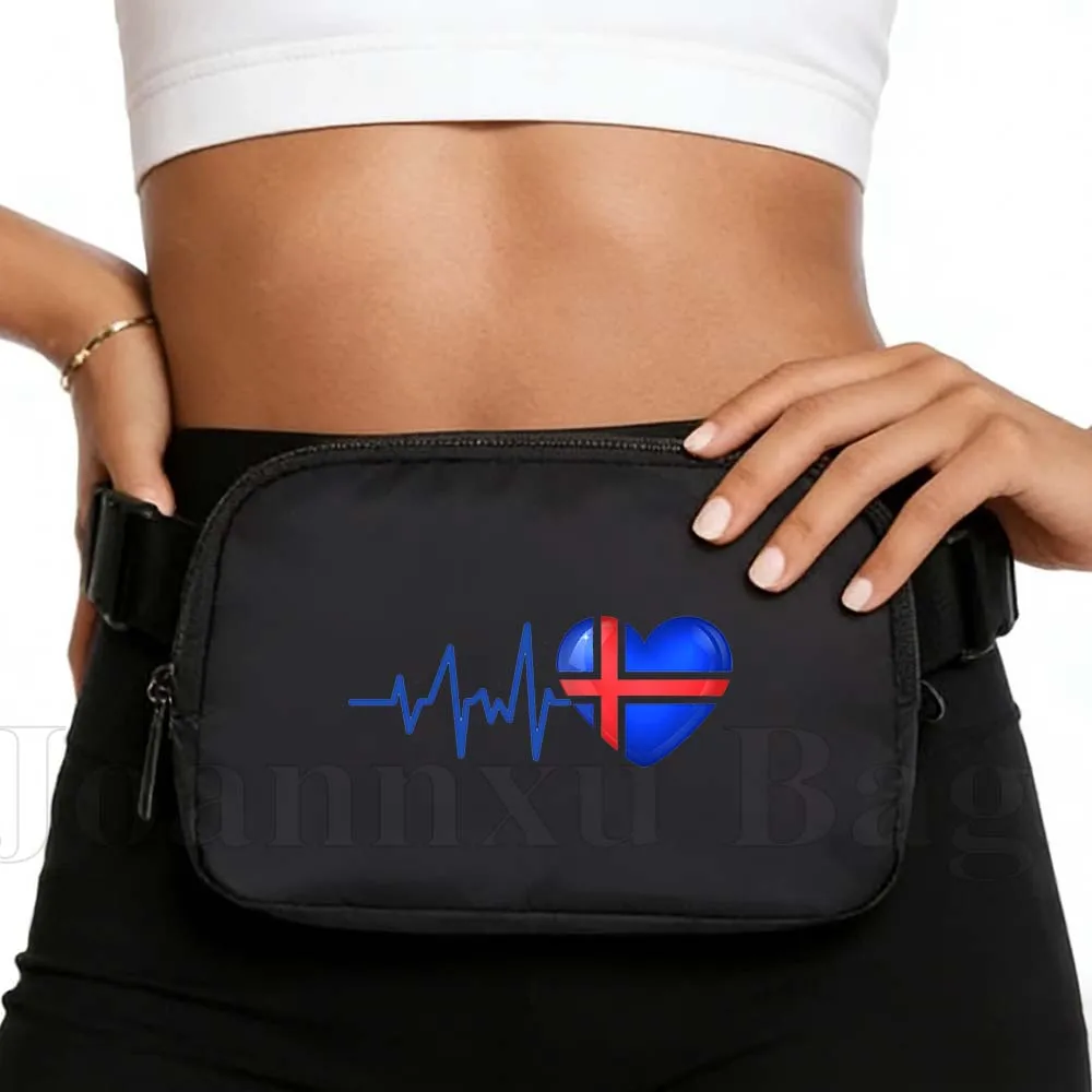 

Спортивная поясная сумка-бананка HEARTBEAT ICELAND FLAG для телефона, портативная сумка для фитнеса, бега, велоспорта, подарок для женщин и мужчин