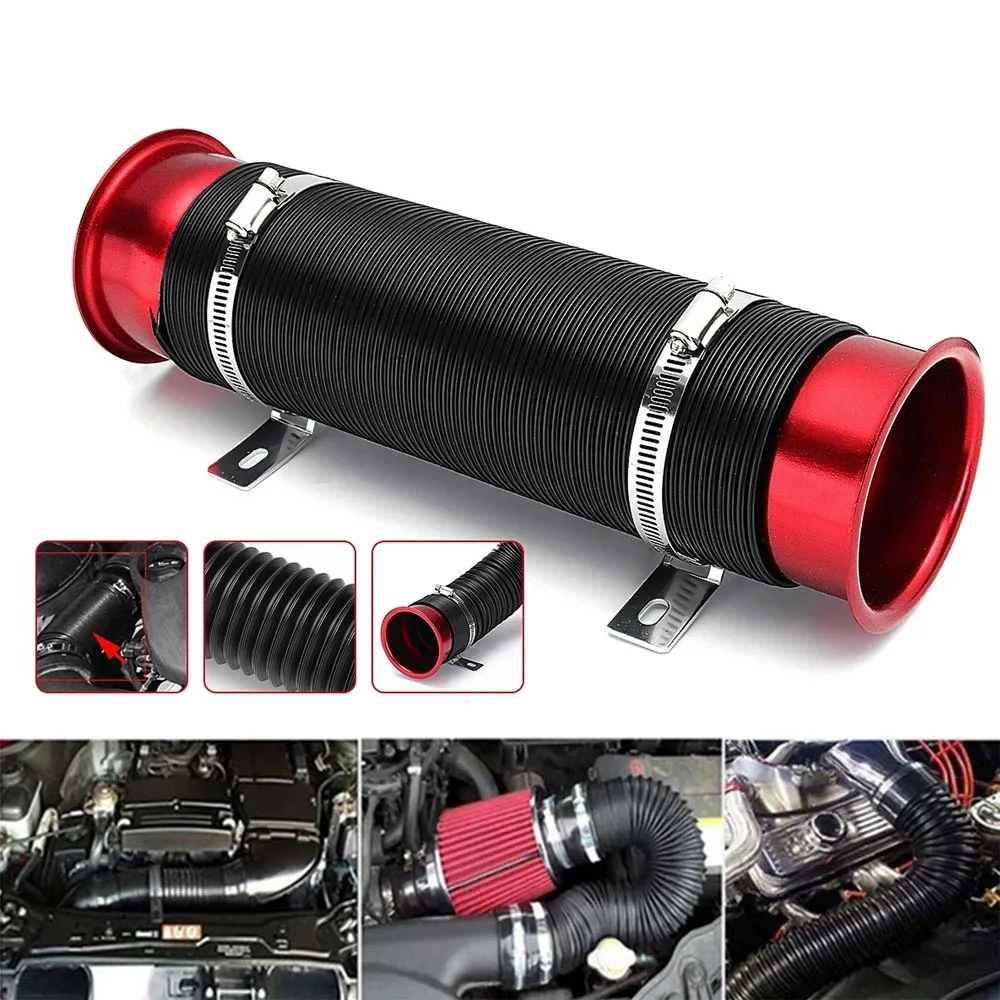 Car Modified Air Intake Hose Adjustable Air Intake Telescopic Tube 76mm Booster Air Intake Hose  Pipe Ventilation Pipe