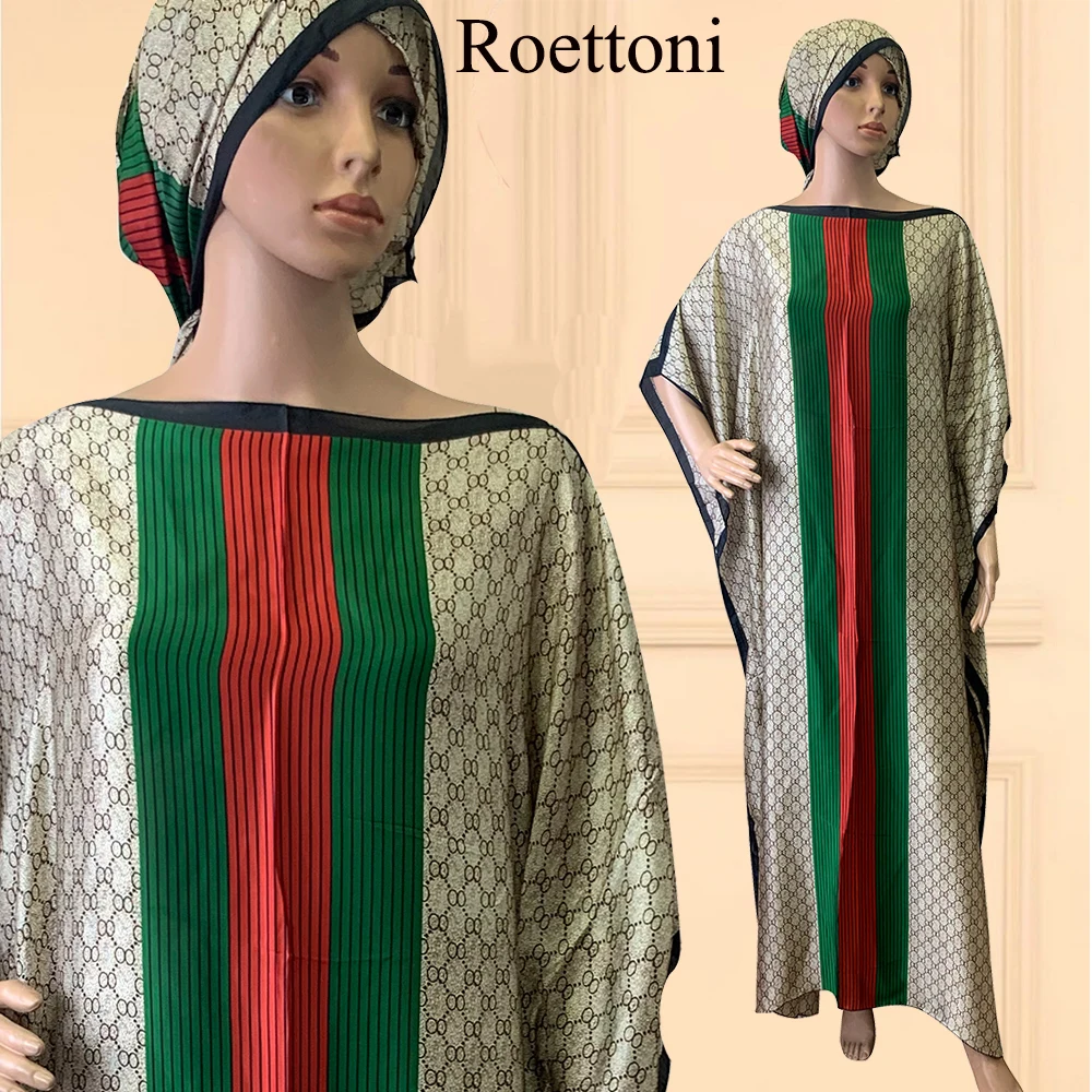 2022 New Style Fashion Oversize African Women Clothing Dubai Dashiki Abaya Free Size Print Design With Scarf Loose Long Dress