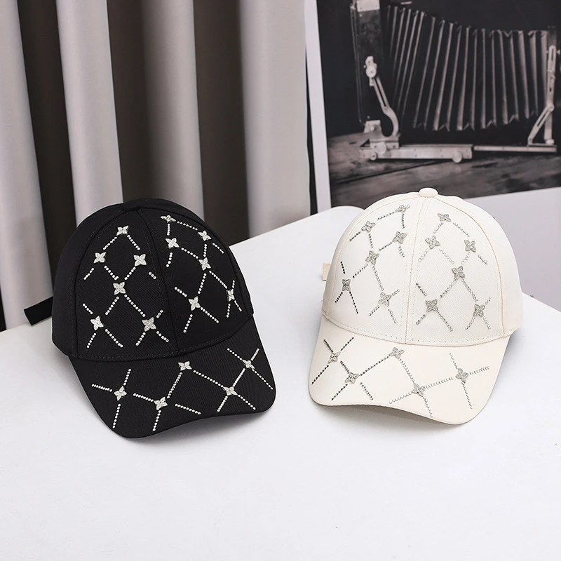 2024 Korean Style Trendy Versatile Baseball Cap Unisex Rhinestone Couple Duckbill Hat Outdoor Casual Fashion In Stock For Wholes
