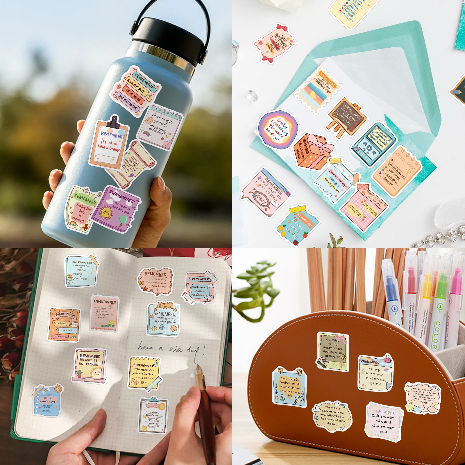 50 stuks herinnering motiverende stickers zelfinspirerende waterdichte stickers voor waterflessen laptop plakboek positieve stickers