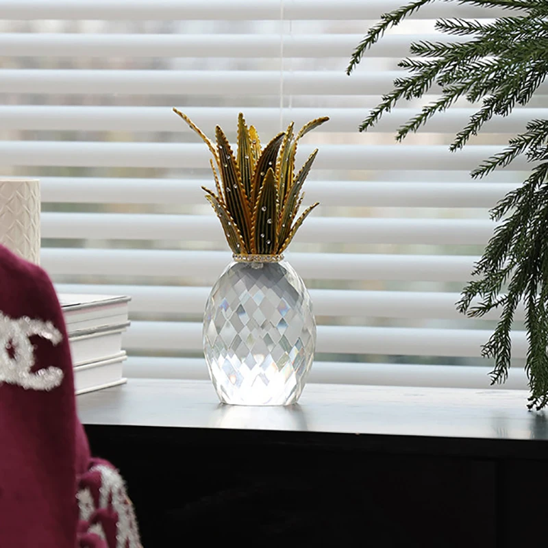 Transparent Crystal Artwork Ornament,Crystal Pineapple Sculpture,Luxury Crafts,Living Room Desktop Decoration,Creative Art Gifts