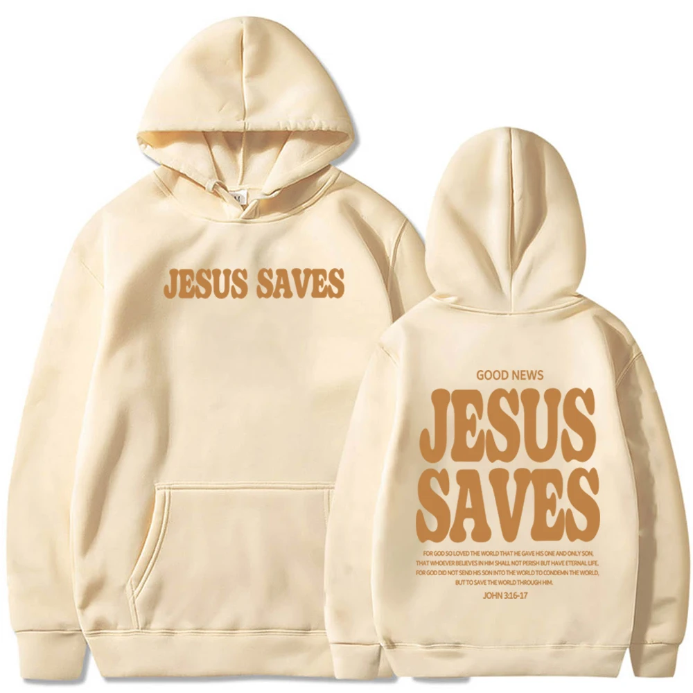 Christian Jesus Saves Hoodie Man Woman Bible Verse Faith Sweatshirt Aesthetic Pullover Tops Streetwear Gift