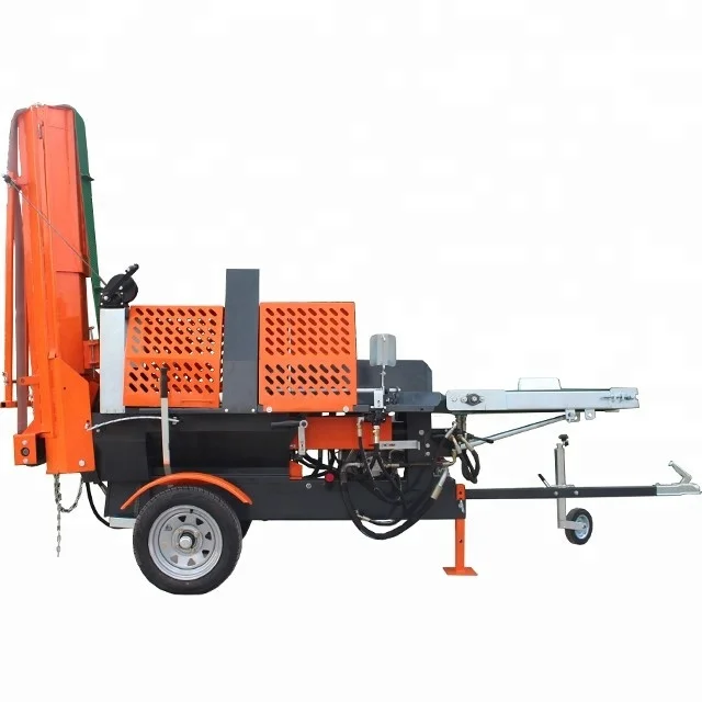 Electric Wood Cutting Saw Machine with Belt Conveyor Timber Processing and Firewood Making Machine