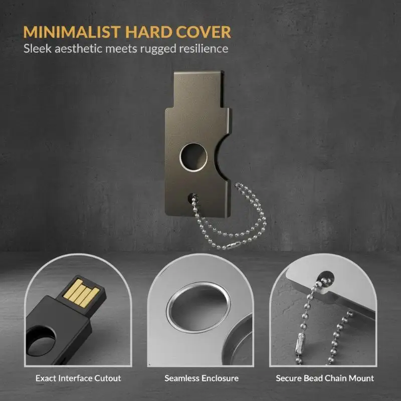 Metal Protective Case For YubiKey 5C NFC Security Key Cover Shell With Chain〔88〕