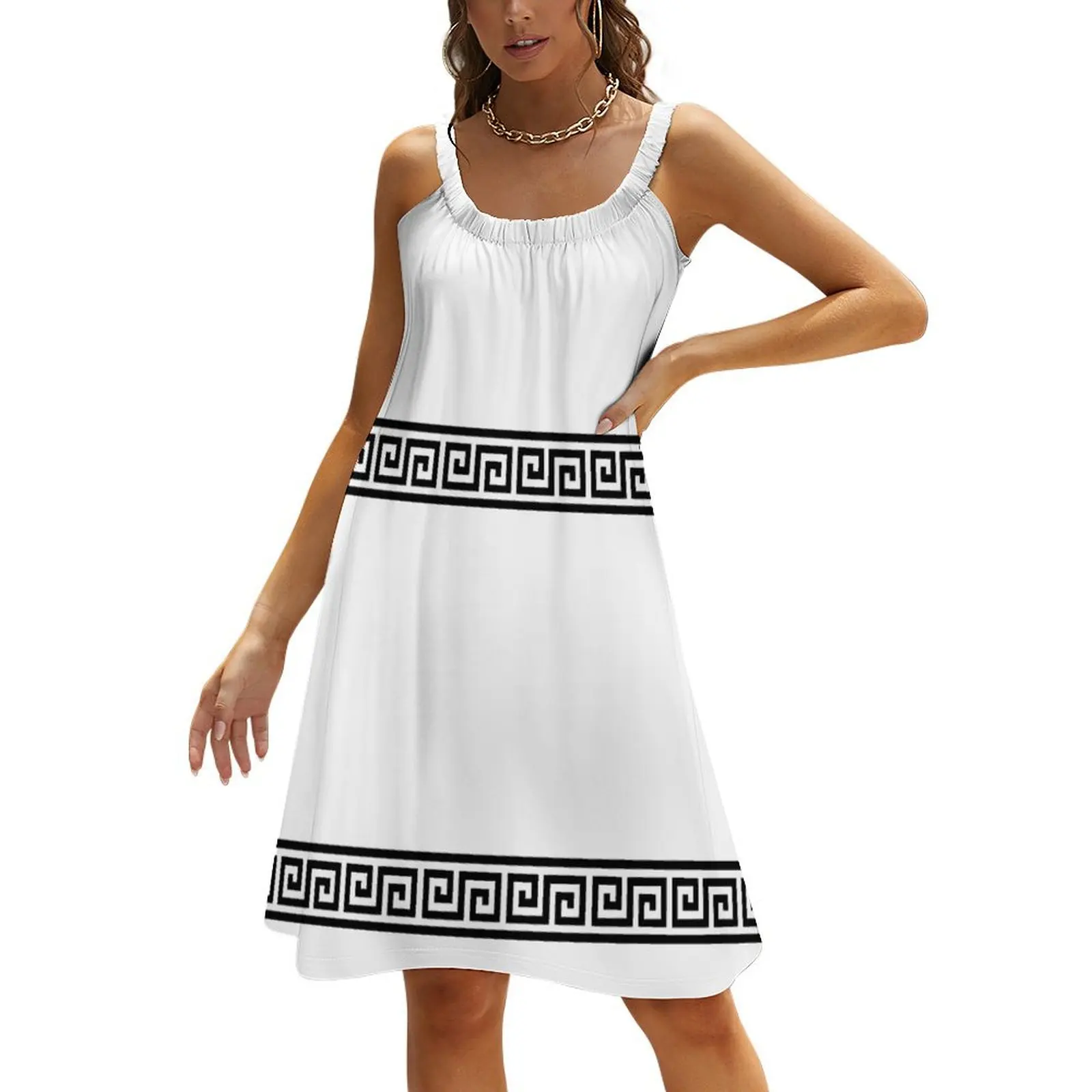 

Greek geometric pattern Beach Sling Skirt evening dress woman womens clothing Women's skirt