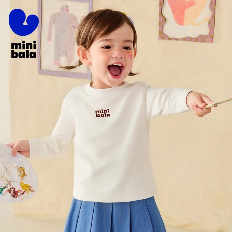 

Детская футболка с длинными рукавами Mini Bala, осень 2022, новый базовый многослойный топ с половиной воротника