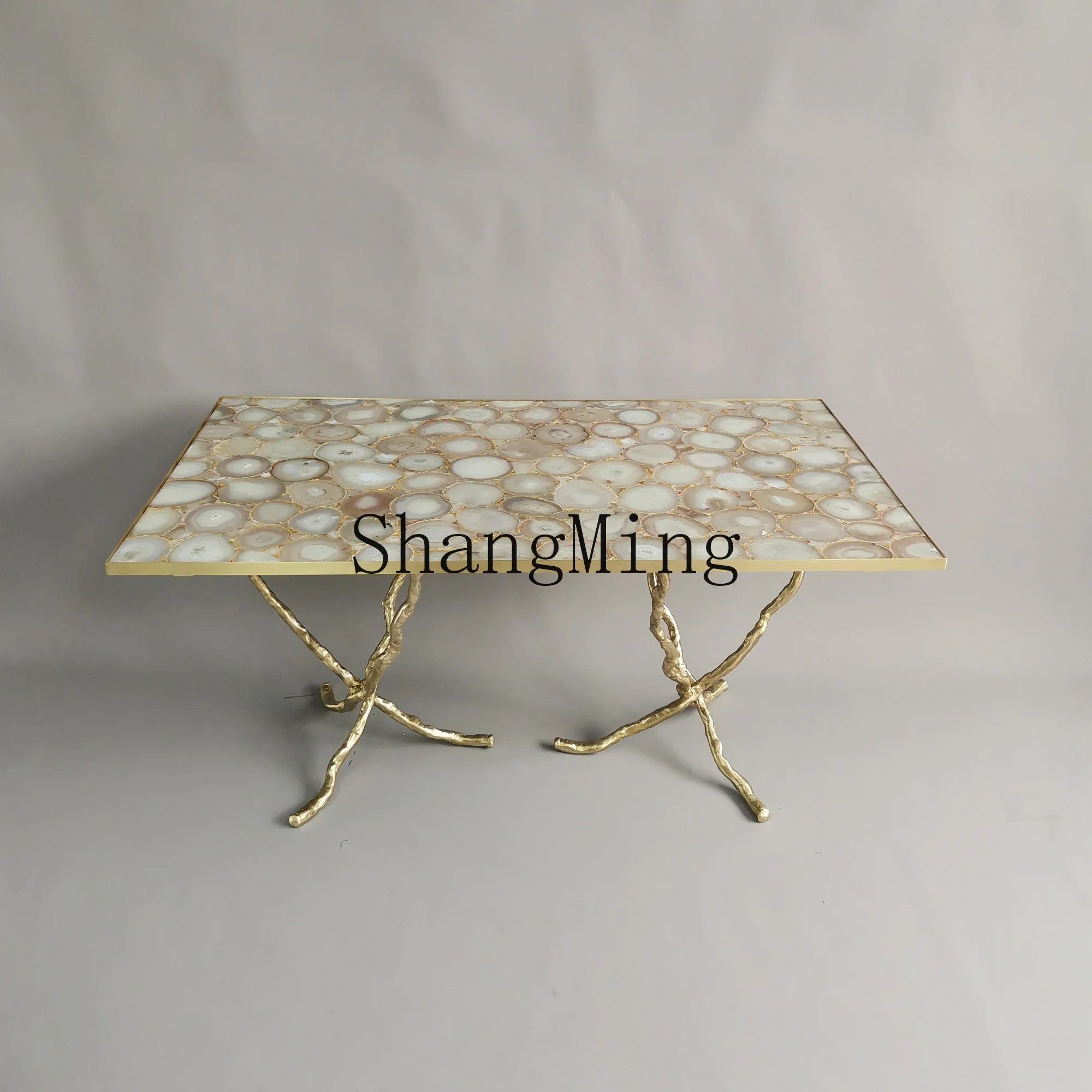 

CL light luxury natural primary color rough stone agate jade pure copper living room bedroom sofa dining table tea