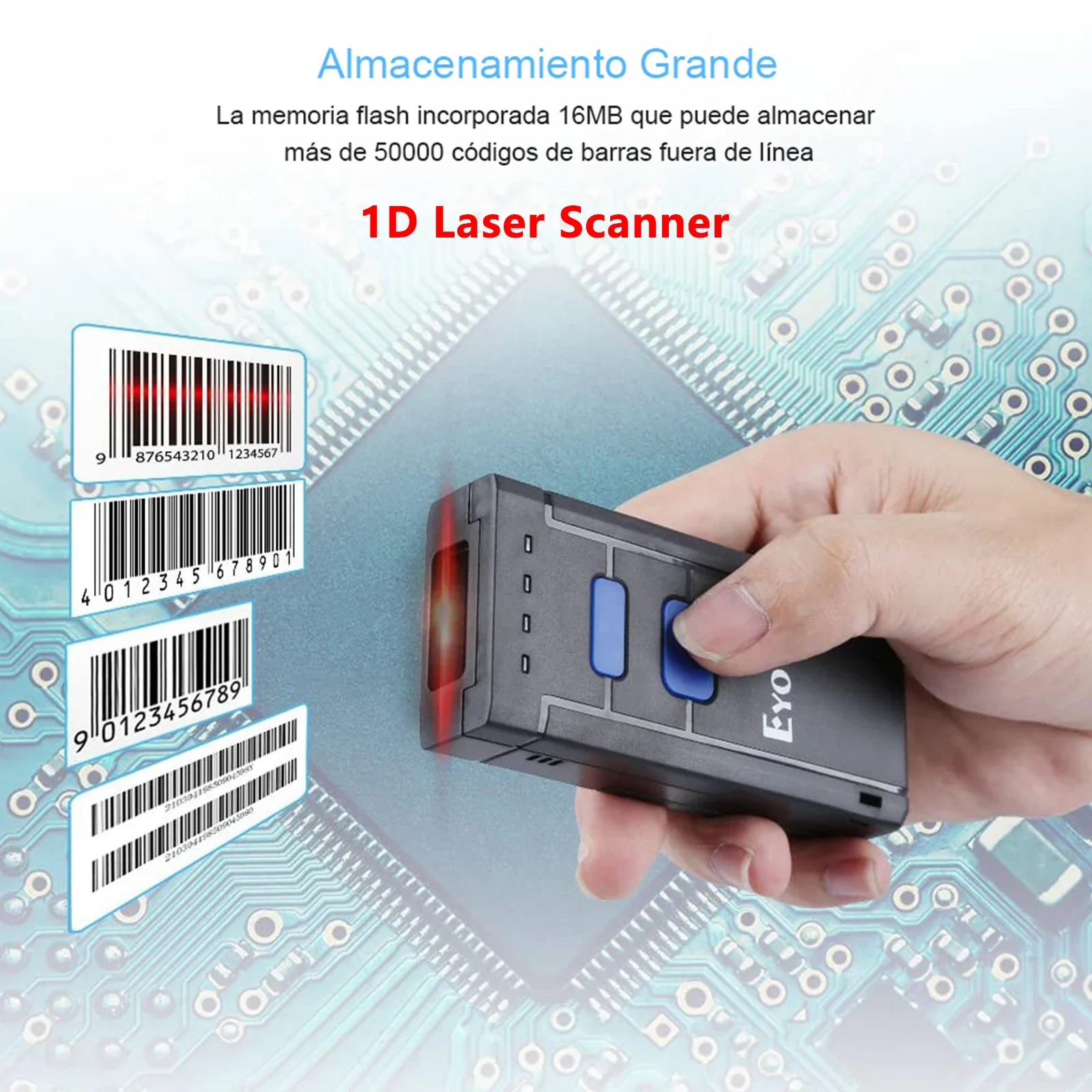 

Eyoyo Portable Bluetooth Barcode Scanner 1D Laser/CCD, 16MB Memory 1000mAh Battery for Warehouse/Retail/Android iOS Win/Mac OS