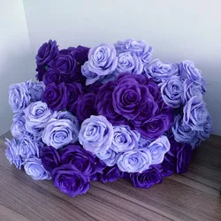 9Heads Roses Bouquet Artificial Flower purple dark purple Rose Fake Rose Living Room  Decoration Wedding