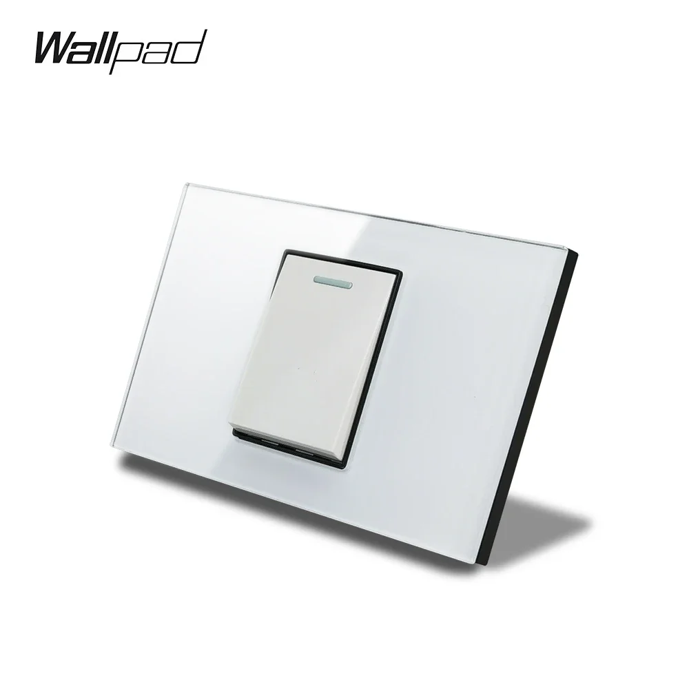 US 1 Gang Cross 3 Way On Off Wall Switch Wallpad L3 White Glass Panel 118*75mm AU IT IL Push Button Intermediate Cross Switch 3M