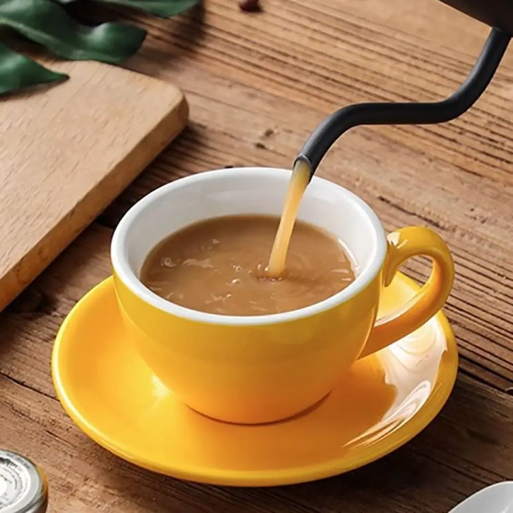 

Minimalist 220ml Ceramic Coffee Cup Solid Color with Base Cappuccino Cup European Style Couple Mug Afternoon Tea
