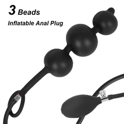 With Penis Ring Inflatable Butt Plug For Men 18 Prostate Massager Anal Beads Women Vaginal Expander Sex Toys Male Masturbator