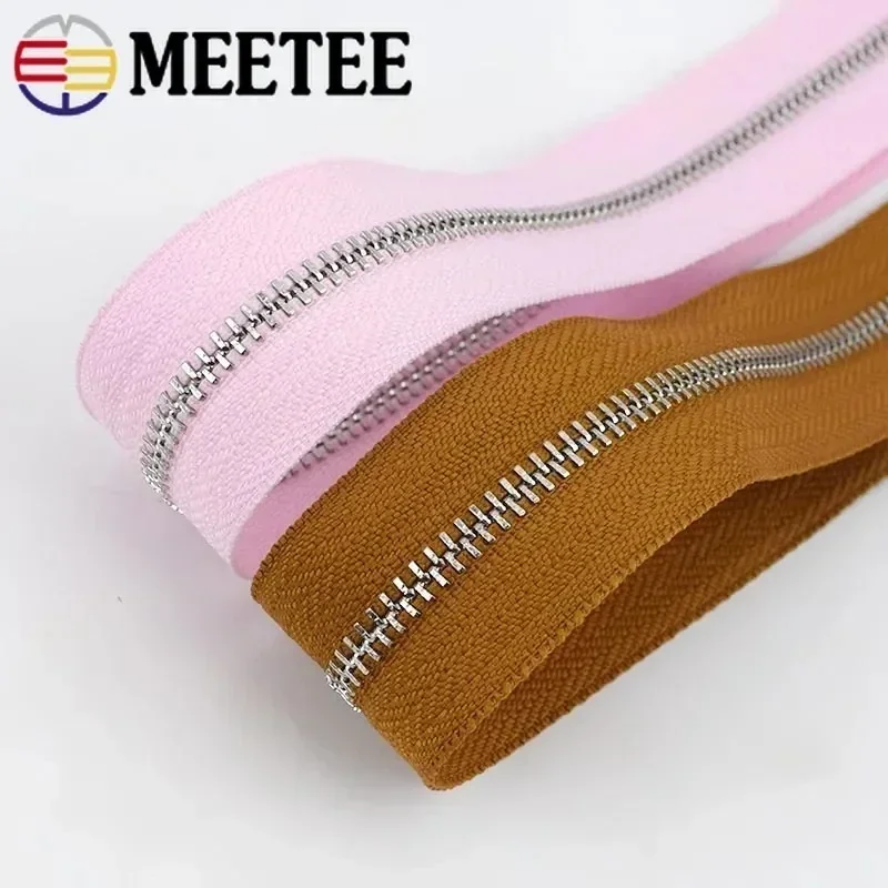 3Pcs Meetee 3# Metal Zippers 15-30cm Close-End 40-70cm Open-End Sliver Teeth Auto Lock Zips Reapir Kit DIY Sewing Accessories