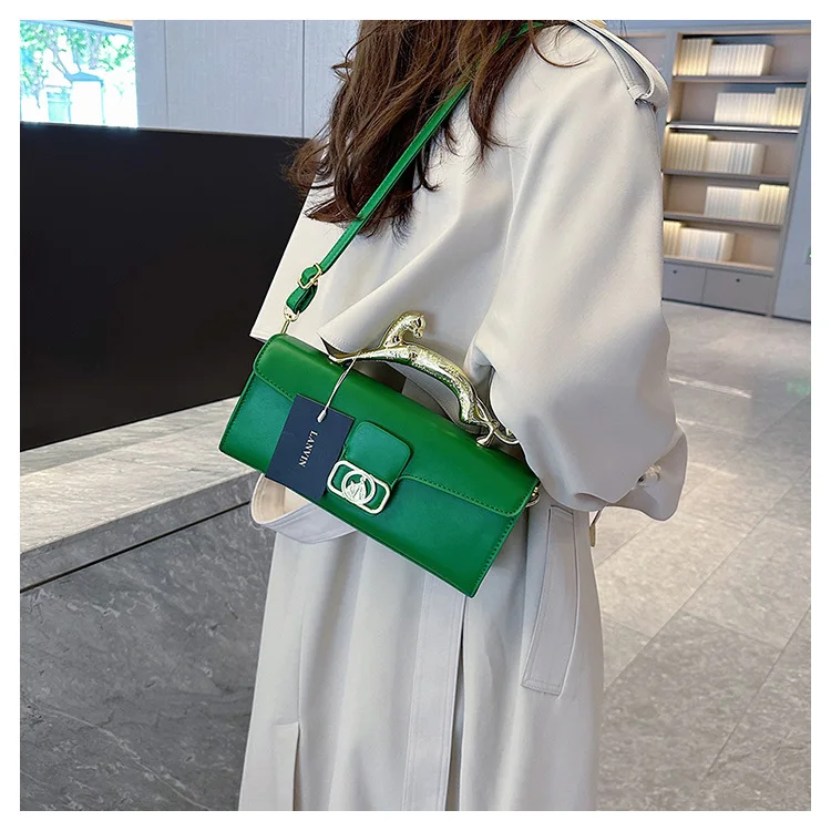 Famous Luxury Brand Replica Bags For Women High Quality Metal Handle Designer Shoulder Bag Elegant Fashion Rectangular Handbag