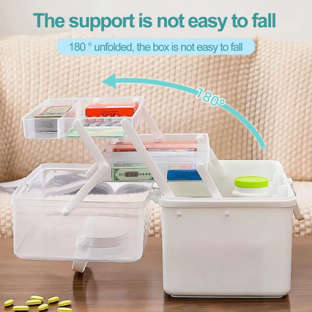 Multi-Layer Folding Nail Art Organizer Box with Handle Large Capacity Paint Brush Sewing Sundries Nail Art Storage Case