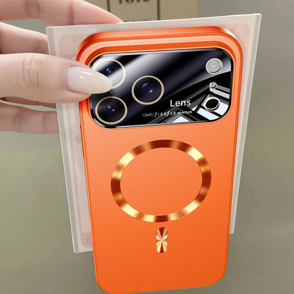 Luxus CD Textur Große Fenster Kamera Schützen Fall Für iPhone 17 16 15 14 Pro Max Für Magsafe Magnetische Drahtlose Ladung PC Abdeckung
